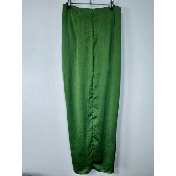 Nordstrom Rack Favlux Green Faux Wrap Shimmer Maxi Skirt Size Large - Picture 7 of 16